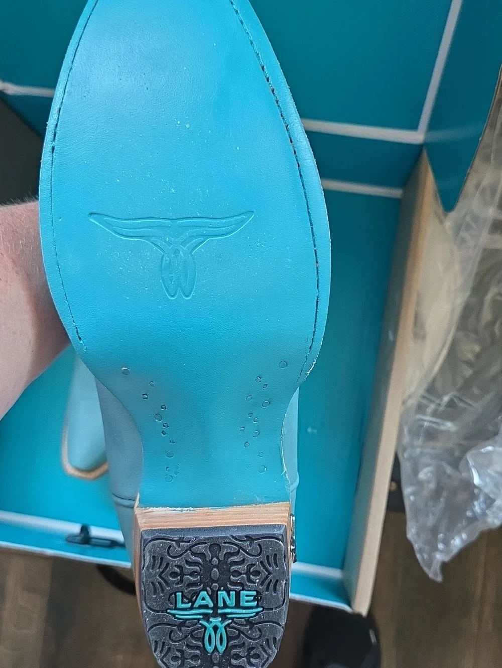 Lane Boots Turquoise Leather Western Ankle Boots